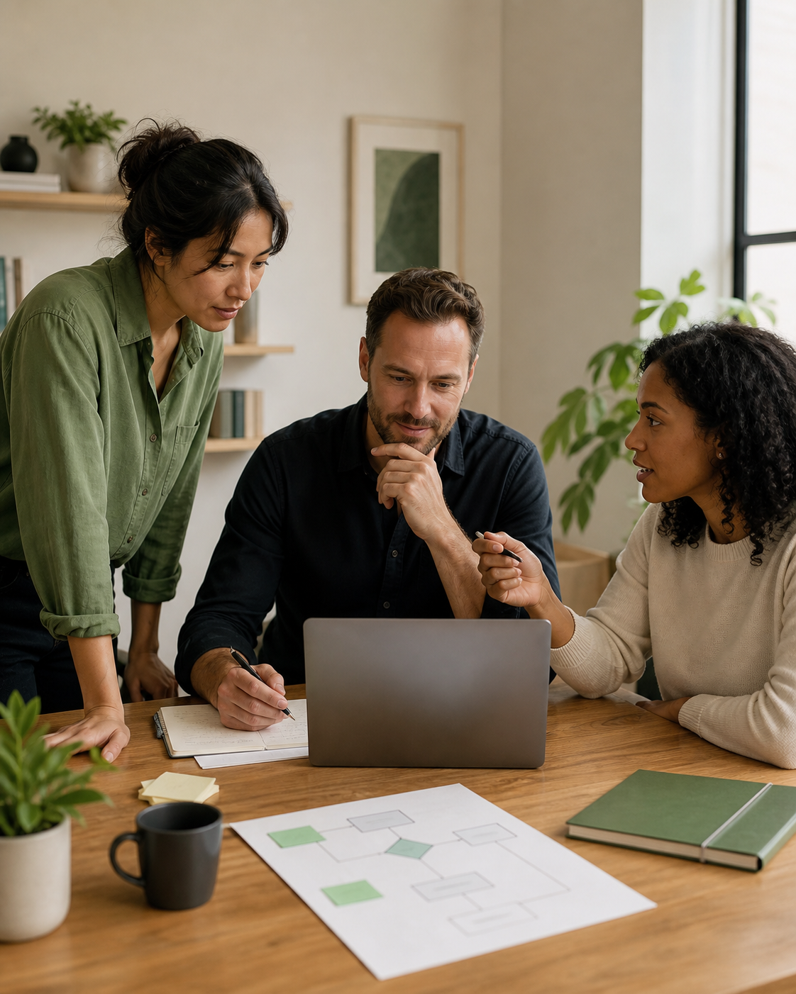 A team using a clear AI-assisted workflow